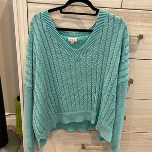 POL V-Neck Oversized Blue Sweater